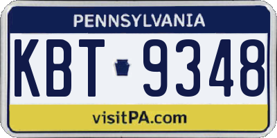 PA license plate KBT9348