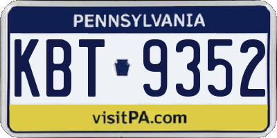 PA license plate KBT9352