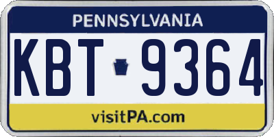 PA license plate KBT9364