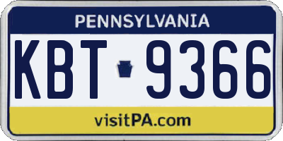 PA license plate KBT9366