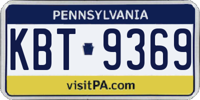 PA license plate KBT9369