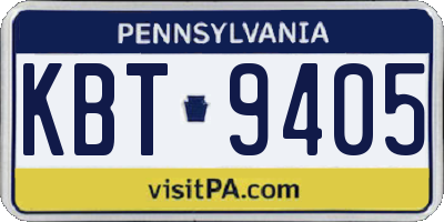 PA license plate KBT9405