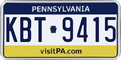 PA license plate KBT9415