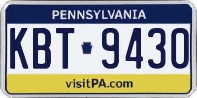 PA license plate KBT9430
