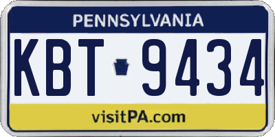 PA license plate KBT9434