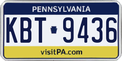 PA license plate KBT9436