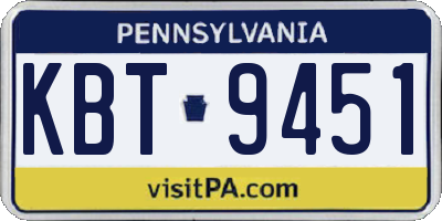 PA license plate KBT9451