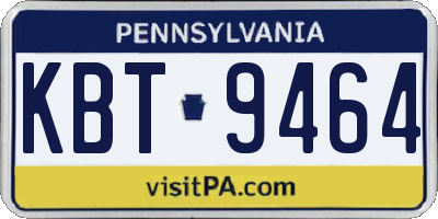 PA license plate KBT9464