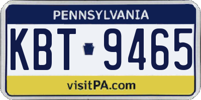 PA license plate KBT9465