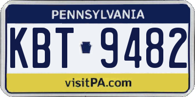 PA license plate KBT9482