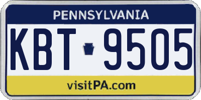 PA license plate KBT9505