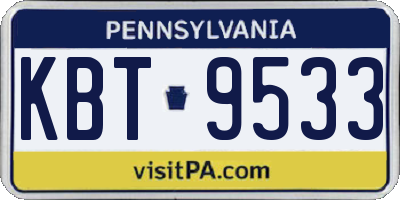 PA license plate KBT9533
