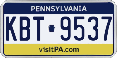 PA license plate KBT9537