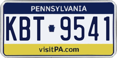 PA license plate KBT9541