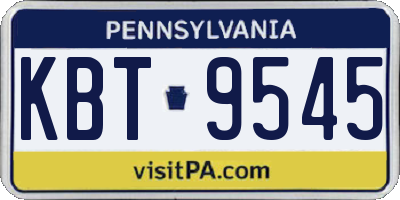 PA license plate KBT9545