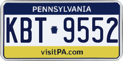 PA license plate KBT9552