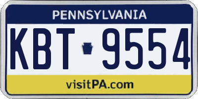 PA license plate KBT9554