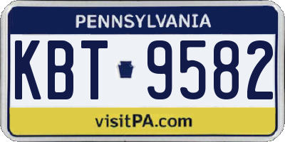 PA license plate KBT9582