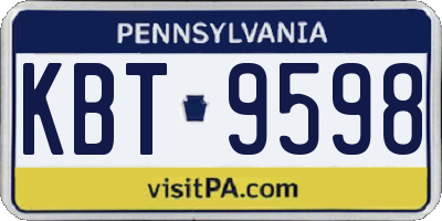PA license plate KBT9598