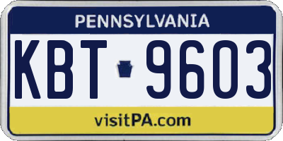 PA license plate KBT9603