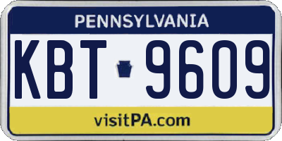 PA license plate KBT9609