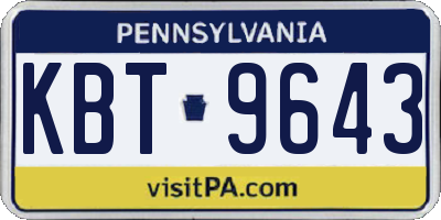 PA license plate KBT9643