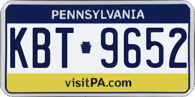PA license plate KBT9652