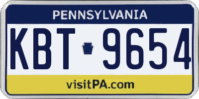 PA license plate KBT9654