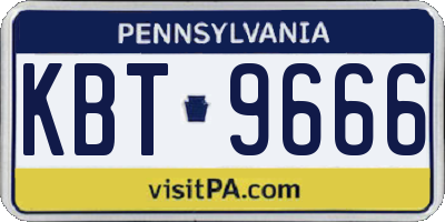 PA license plate KBT9666
