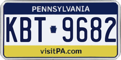 PA license plate KBT9682