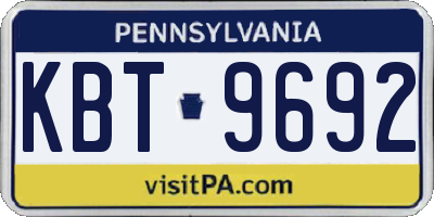 PA license plate KBT9692