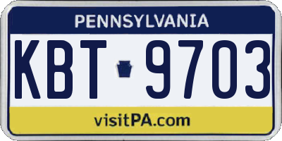 PA license plate KBT9703