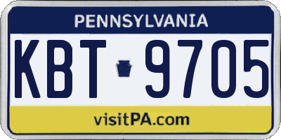 PA license plate KBT9705
