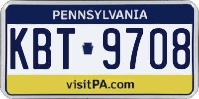 PA license plate KBT9708