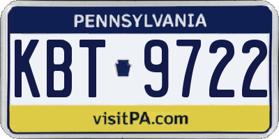 PA license plate KBT9722