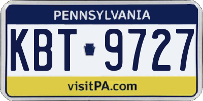 PA license plate KBT9727