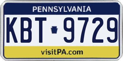 PA license plate KBT9729