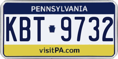 PA license plate KBT9732