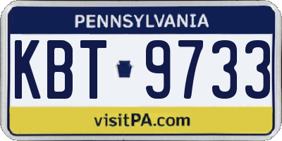 PA license plate KBT9733