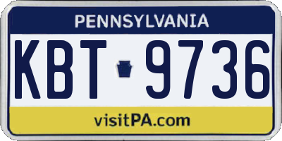 PA license plate KBT9736