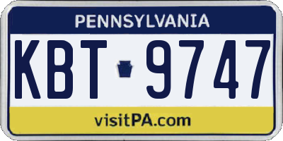 PA license plate KBT9747