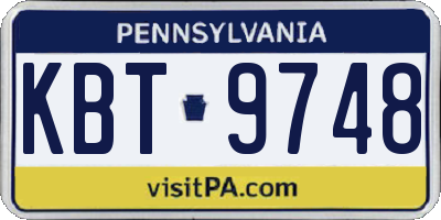 PA license plate KBT9748