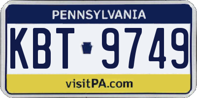 PA license plate KBT9749