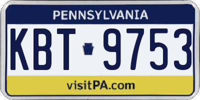 PA license plate KBT9753