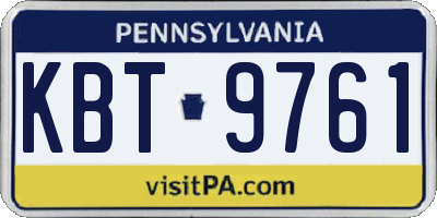PA license plate KBT9761