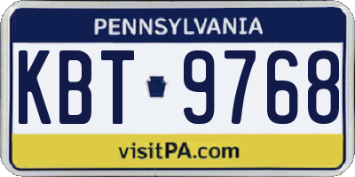 PA license plate KBT9768