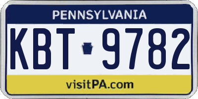 PA license plate KBT9782