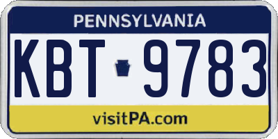 PA license plate KBT9783