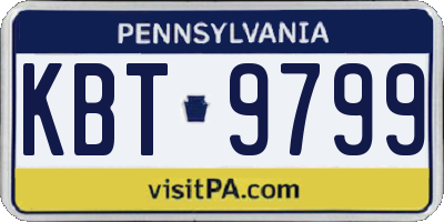 PA license plate KBT9799