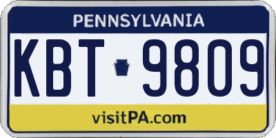 PA license plate KBT9809